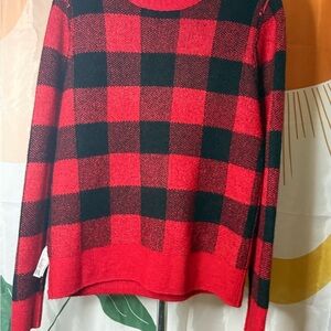 Old Navy Red and Black Checkered Sweater